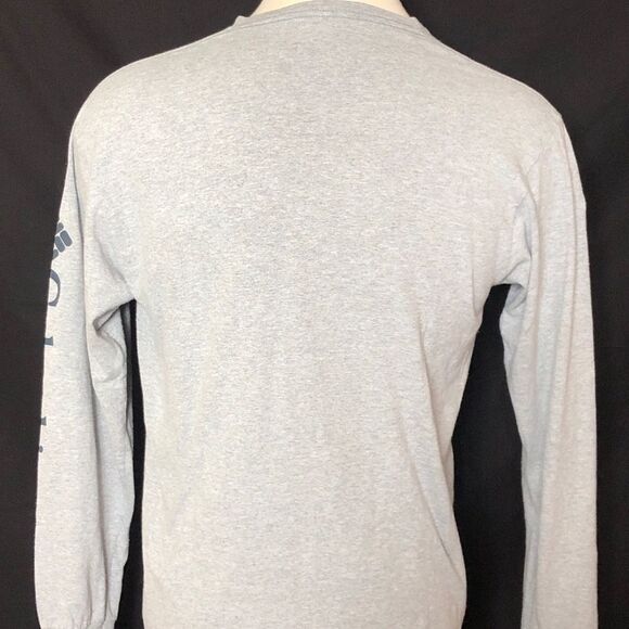 Columbia Men's Large Gray Long Sleeve Round Neck Logo Print Shirt - Picture 2 of 4